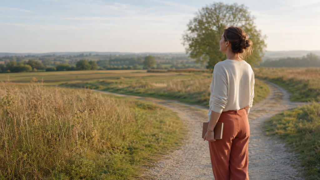 Femme faisant le point avant un changement de métier